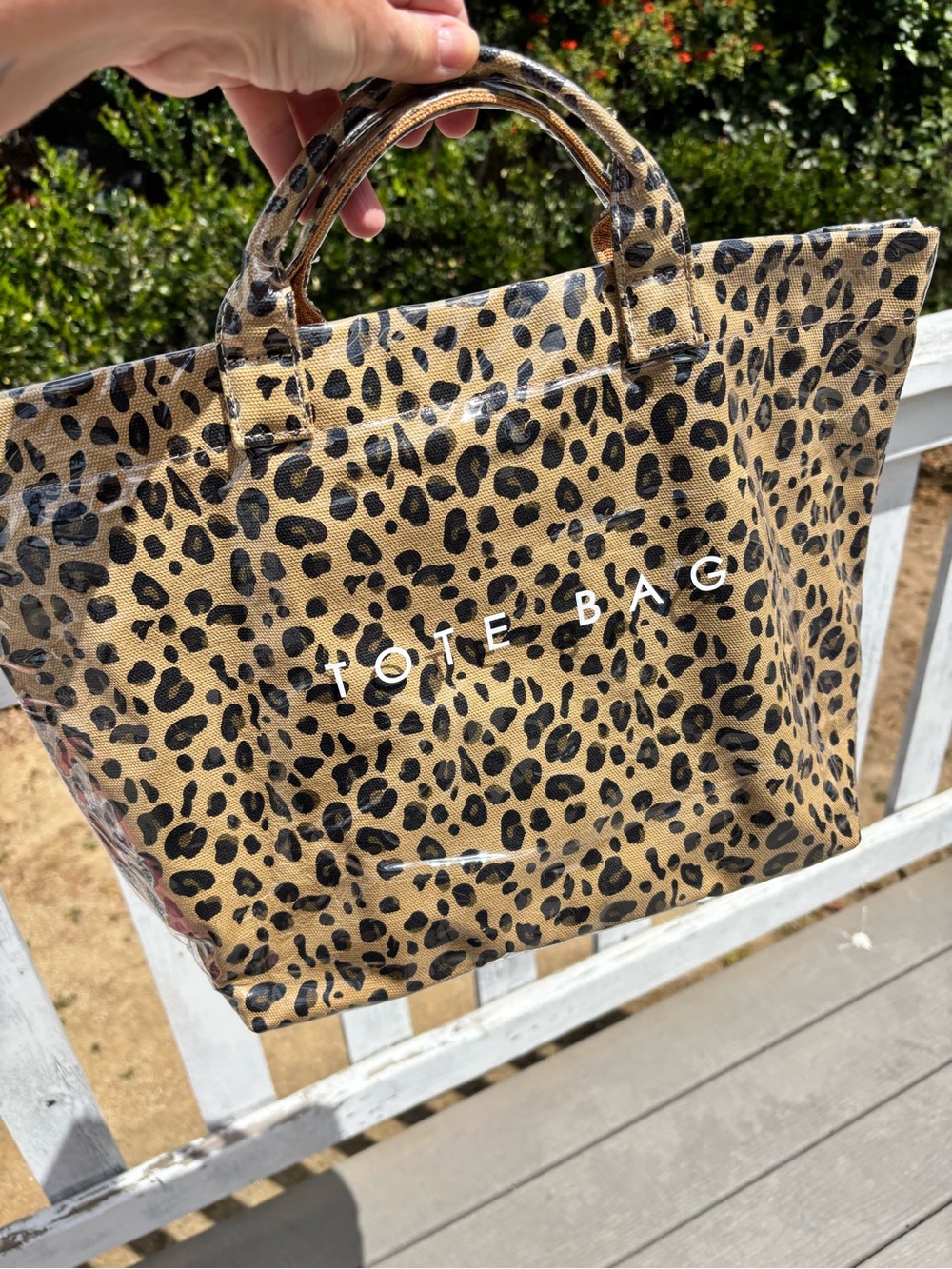 Leopard Print Tote Bag - Tan/Black
